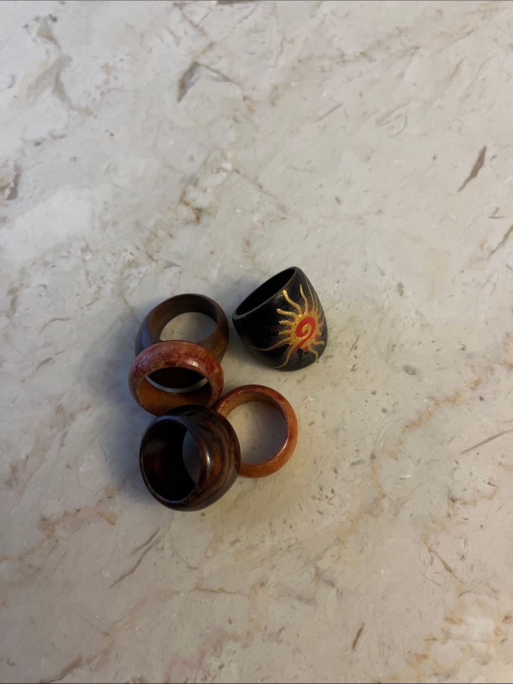 Brown wooden rings